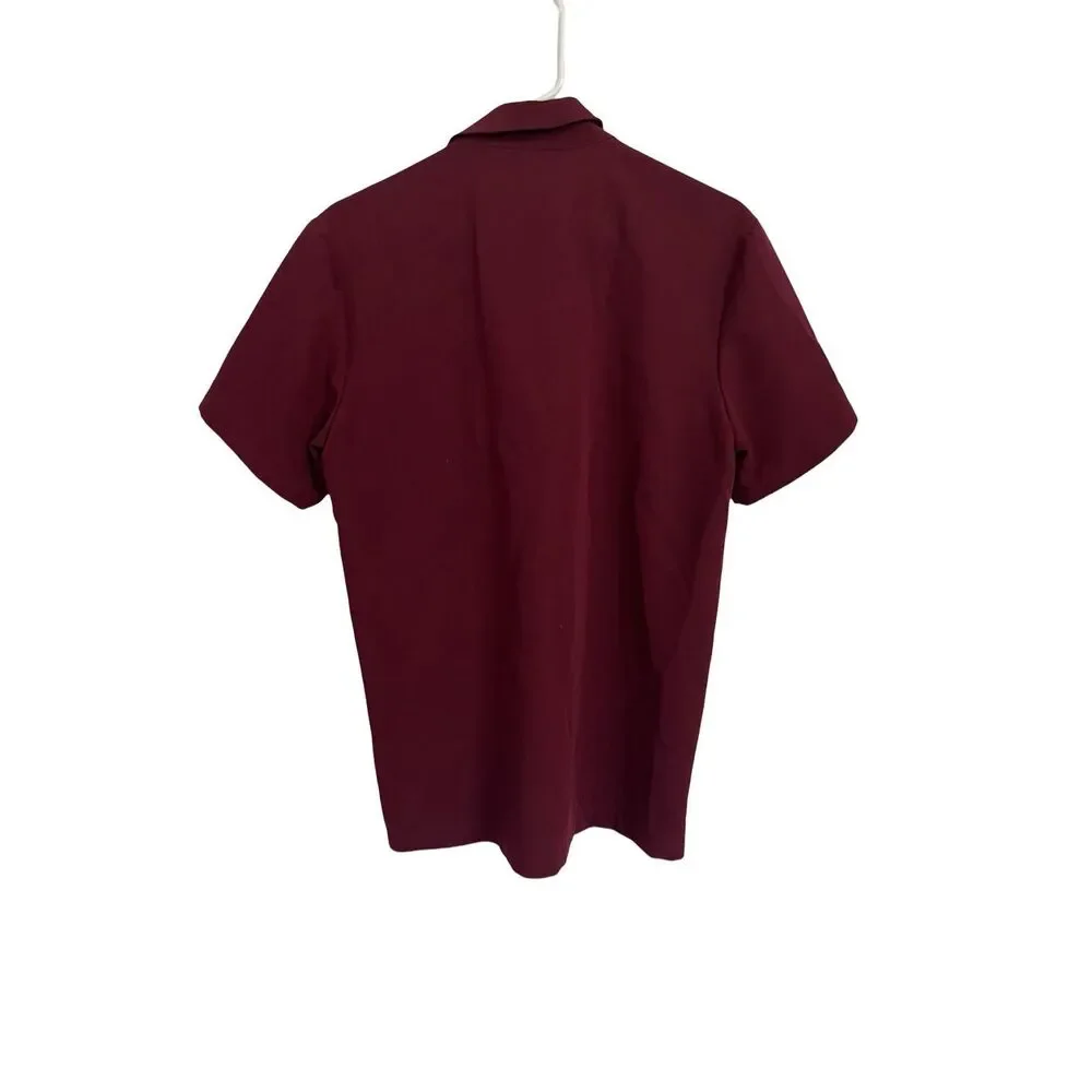 FIGS Technical Collection Mens Red Zip Pocket Techwear Polo Scrub Top Size Small - Picture 2 of 8